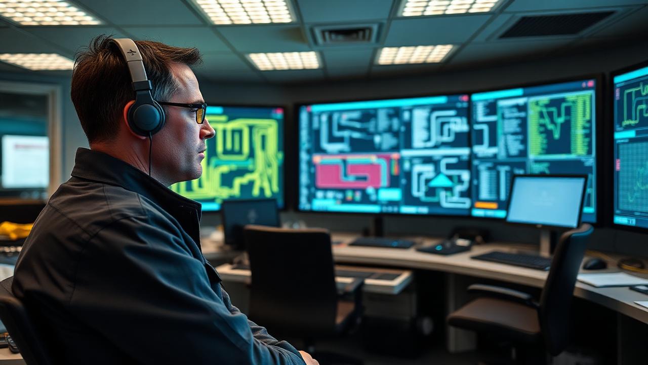 Operatører i et kontrollrom for kritisk infrastruktur