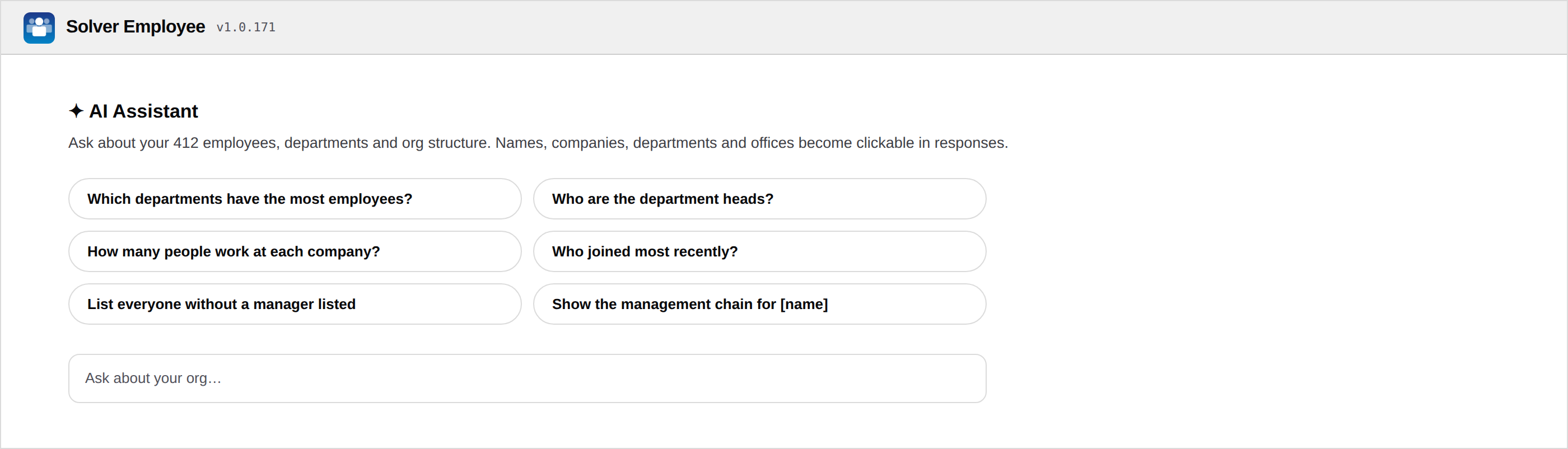 Ask AI, inside Solver Employee